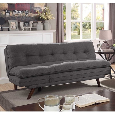 Sofa-futon met tuft, grijs linnenstof