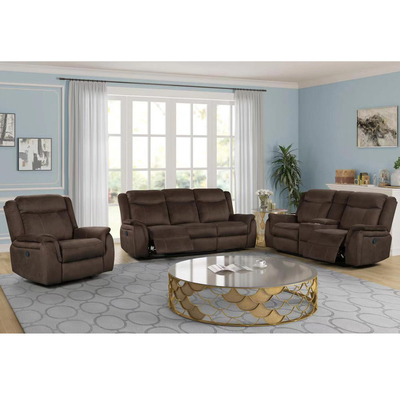 Recliner sofa set met opslagdoos, bruin stof