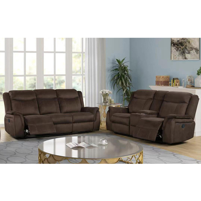 Recliner sofa set met opslagdoos, bruin stof