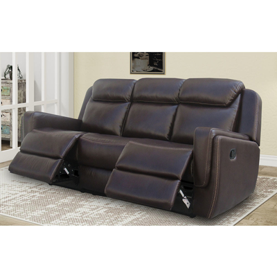 Recliner sofa set met drop-down tafel en opslagdoos, bruin ademend leer
