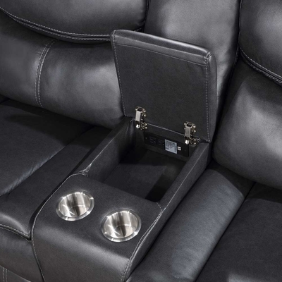 Recliner Corner Sofa with Storage Box, Grijs Breathable Leatherette