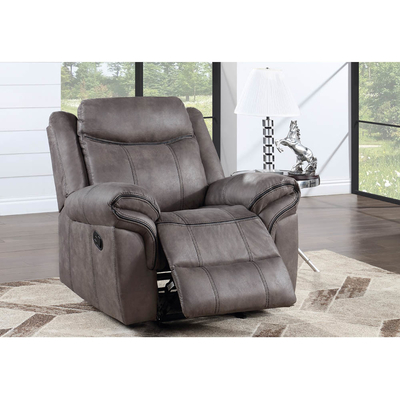 Recliner sofa set met drop-down tafel en lade en opslagdoos, lichtgrijze stof-achtige vinyl