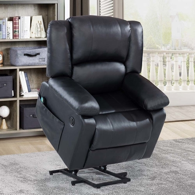 Power Lift Recliner Chair met verstelbare massagefunctie en verwarmingssysteem, Zwarte Faux Leatherette