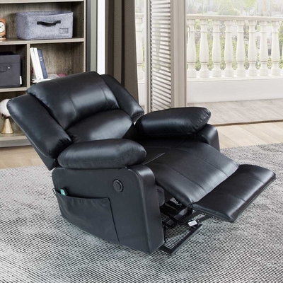 Power Lift Recliner Chair met verstelbare massagefunctie en verwarmingssysteem, Zwarte Faux Leatherette
