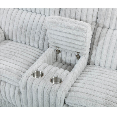 Power Recliner Sofa set met Power Recliner stoelen en opslagdoos, grijs corduroy stof