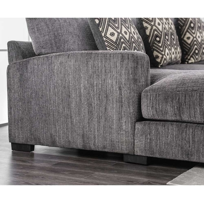 Afdelingsbank met kussens en geheugenfoom, grijs chenille