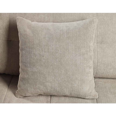 3 stukken bank met kussens, lichtgrijze chenille