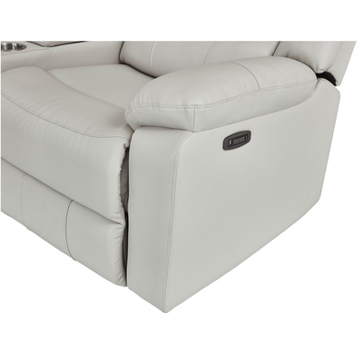 Power Recliner Hoekbank met 2 Power Recliner stoelen en opslagdoos en Bluetooth Audio luidspreker en LED-licht, Beige ademend leer