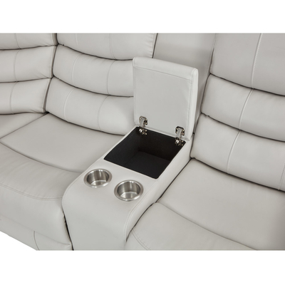 Power Recliner Hoekbank met 2 Power Recliner stoelen en opslagdoos en Bluetooth Audio luidspreker en LED-licht, Beige ademend leer