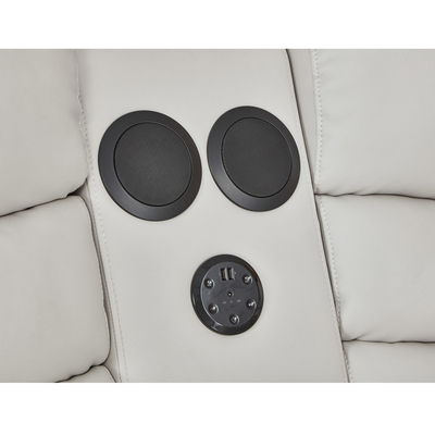 Power Recliner Hoekbank met 2 Power Recliner stoelen en opslagdoos en Bluetooth Audio luidspreker en LED-licht, Beige ademend leer