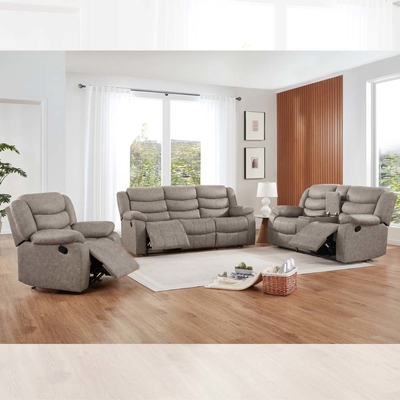Recliner sofa set met opslagdoos, Taupe Stof-achtig vinyl