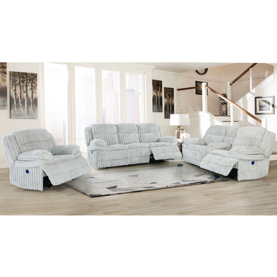 Power Recliner Sofa set met Power Recliner stoelen en opslagdoos, grijs corduroy stof