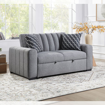 Convertibele slaapbank in volledige grootte, comfortabel uittrekbed met verstelbare rugleuning, futon slaapbank, grijze stof