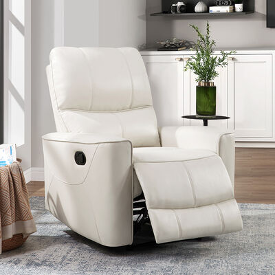 Recliner Chair, White Faux Leatherette