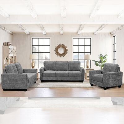 3 stukken sofa set, donkergrijze stof