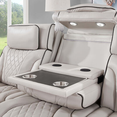 Power Recliner Sofa set met Power Headrest en Dropdown Table en Speaker en opslag en LED licht, Massage functie, Beige Leatherette